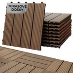 Sada terasových dosiek s WPC efektom dreva, palubovka, PP, 31x31x2, plast, farba hnedá a sivá, bal. 9ks