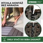 Sada terasových dosiek s WPC efektom dreva, palubovka, PP, 31x31x2, plast, farba hnedá a sivá, bal. 9ks