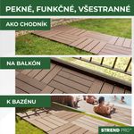 Sada terasových dosiek s WPC efektom dreva, palubovka, PP, 31x31x2, plast, farba hnedá a sivá, bal. 9ks