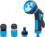 Irrigation Set AQUACRAFT® 770531, Classic, garden, for hose, X4 pattern spray gun, STOP connector 1/