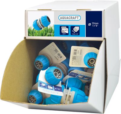 Csatlakozó AQUACRAFT® 552085, SoftTouch 1/2", kerti tömlők összekötéséhez és javításához, Sellbox 50