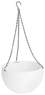 Kvetináč Strend Pro Modern, visiaci, závesný, biely, 26x16cm, s retiazkou a vešiakom