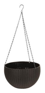 Virágcserép Strend Pro Modern, függő, barna, 26x16 cm, lánccal és akasztóval