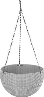 Kvetináč Strend Pro Modern, visiaci, závesný, tmavošedá, 26x16cm, s retiazkou a vešiakom