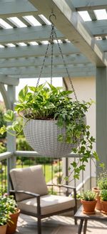 Planter Strend Pro Modern, hanging, Dark grey, 26x16 cm, with chain and hanger