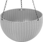 Kvetináč Strend Pro Modern, visiaci, závesný, tmavošedá, 26x16cm, s retiazkou a vešiakom