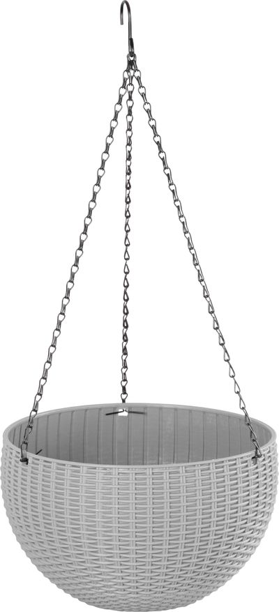 Kvetináč Strend Pro Modern, visiaci, závesný, tmavošedá, 26x16cm, s retiazkou a vešiakom