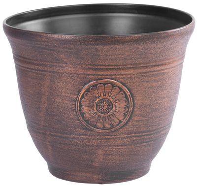 Flower pot Strend Pro, metal effect, copper look, 25x30 cm