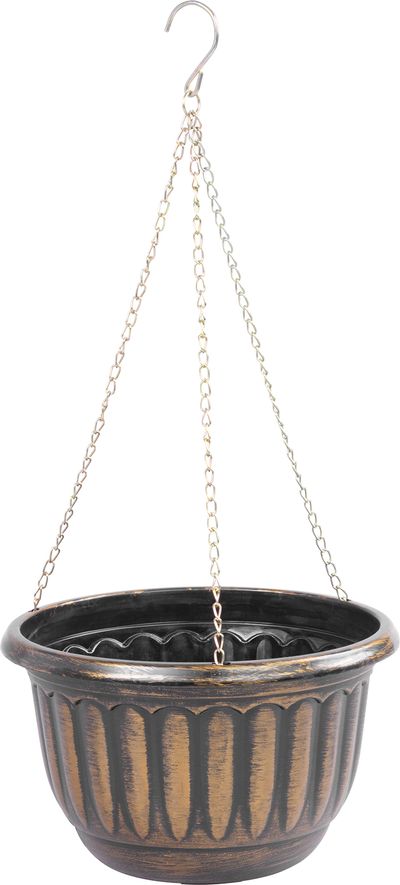 Planter Strend Pro, hanging, gold, 24.5x15 cm, with chain and hanger