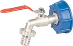 Set Strend Pro, 3/4" valve + 60 mm plastic reducer + 1" outlet, for IBC tank, Galvanized