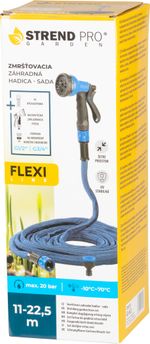 Locsolócső Strend Pro Garden Flexi, 11-22.5 m, 1/2"-3/4" + szórópisztoly, kerti
