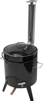 Cauldron Set Strend Pro, complete, for goulash/feast, 14 liter, enameled, with ladle, lid, and woode