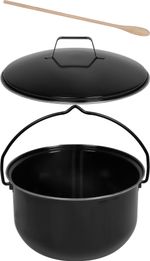 Cauldron Set Strend Pro, complete, for goulash/feast, 14 liter, enameled, with ladle, lid, and woode