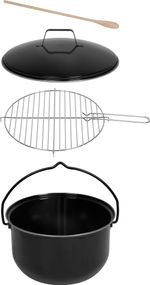 Cauldron Set Strend Pro, complete, for goulash/feast, 14 liter, enameled, with ladle, lid, and woode