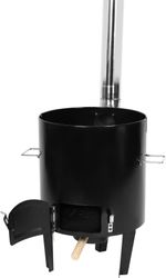 Cauldron Set Strend Pro, complete, for goulash/feast, 14 liter, enameled, with ladle, lid, and woode