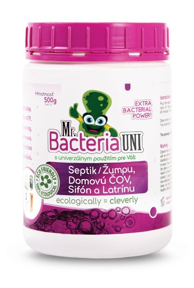Aktivátor Mr.Bacteria UNI 4v1, szeptikus tartályhoz, szifonhoz, szennyvíztisztítóhoz és árnyékszékhe