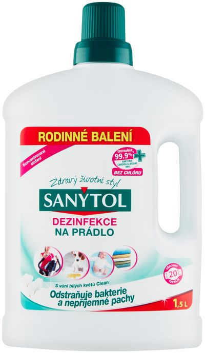 Fertőtlenítő Sanytol, fehérneműhöz, fehér virágok illata, 1500 ml