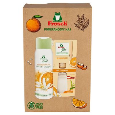 Ajándékkészlet Frosch, narancsliget, diffúzor és tusfürdő, 90 ml + 300 ml
