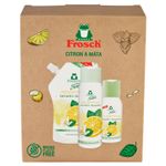 Ajándékkészlet Frosch, citrom és menta, 50 ml + 300 ml + 500 ml