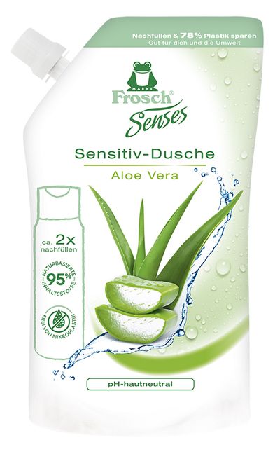 Sprchový gél Senses Frosch, Aloe vera, náhradná náplň, 500 ml
