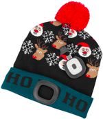 Sapka Strend Pro X-mas Ho-Ho, zöld-fekete L, 4x SMD LED, USB töltés