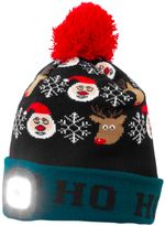 Sapka Strend Pro X-mas Ho-Ho, zöld-fekete L, 4x SMD LED, USB töltés