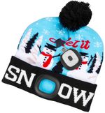 Čiapka Strend Pro X-mas Let it snow modrá L, 4x SMD LED, USB nabíjanie