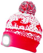 Sapka Strend Pro X-mas, gyerek piros M, 4x SMD LED, USB töltés