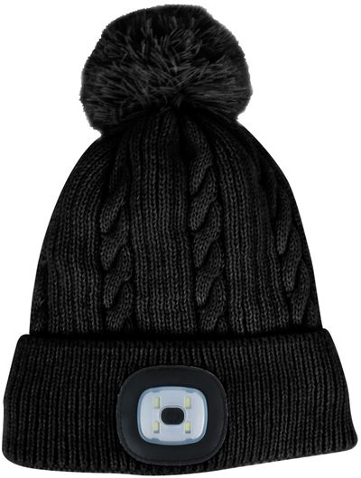 Cap Strend Pro Damon, black, L, 4x SMD LED, 60 lm, with pompom, WINTER