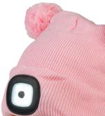 Cap Strend Pro, kid, pink, M, with pompoms, 4x SMD LED, USB charging