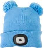 Cap Strend Pro, kid, blue, M, with pompoms, 4x SMD LED, USB charging