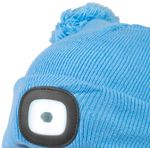 Čiapka Strend Pro kid modrá M, s brmbolcami, 4x SMD LED, USB nabíjanie