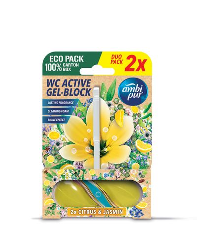 Ambipur WC Active gél-blokk citrom és jázmin 2x45g