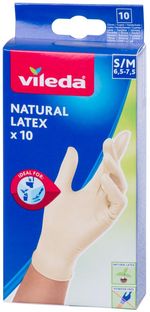 Kesztyű Vileda Natural Latex, S/M, 10 db/csomag