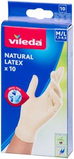 Kesztyű Vileda Natural Latex, M/L, 10 db/csomag