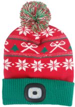 Sapka Strend Pro X-mas, zöld-piros L, 4x SMD LED, USB töltés