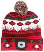 Sapka Strend Pro X-mas, piros-barna, L, 4x SMD LED, USB töltés