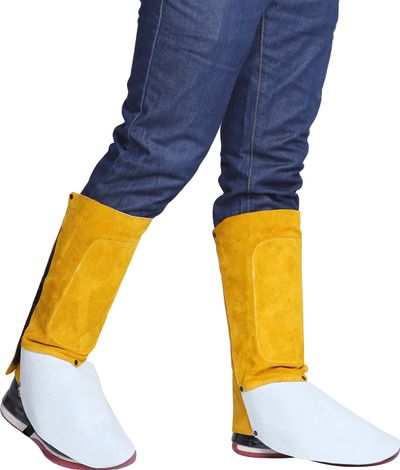 Lábszárvédő Strend Pro Industrial, hegesztéshez, bőr, 30 cm, pár 2db