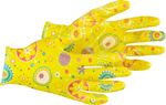 Gloves Strend Pro Lily, yellow, nitrile, size 07/S, garden, with blister pack
