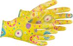 Gloves Strend Pro Lily, yellow, nitrile, size 08/M, garden, with blister pack