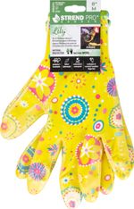 Gloves Strend Pro Lily, yellow, nitrile, size 08/M, garden, with blister pack