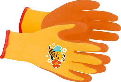 Gloves Strend Pro, children's, girls', with bee design, orange, garden, with blister pack, size 4