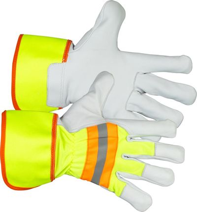 Gloves Strend Pro Janus High Vision, textile/leather, with reflective elements, size 11/XXL, blister