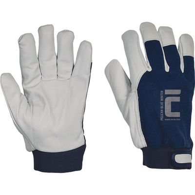Gloves PELICAN BLUE Winter, winter, insulated, 11/XXL, combined, goatskin