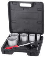 Hole Saw Set with Arbor HT01-6008, 33-53-67-73-83 mm, diamond core bits with file