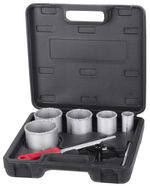 Hole Saw Set with Arbor HT01-6008, 33-53-67-73-83 mm, diamond core bits with file