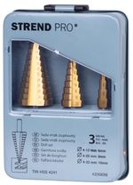 Step Drill Bit Set Strend Pro SS421, 4-12, 4-20, 4-32 mm, TiN, HSS 4241 straight, for metal