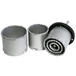 Lyukfúró készlet befogóval HT01-4001, 33-53-67-73-83 mm, gyémánt koronafúrók