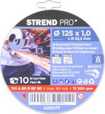 Disc Strend Pro, 125x1.0x22.2 mm, cutting, for metal, tin, 10 pcs