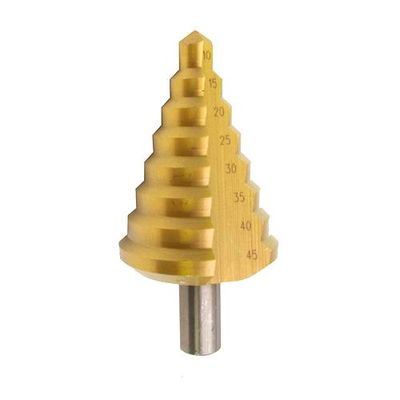 Lépcsős fúró Strend Pro SD41, 10-45 mm, TiN, HSS, egyenes, fémhez